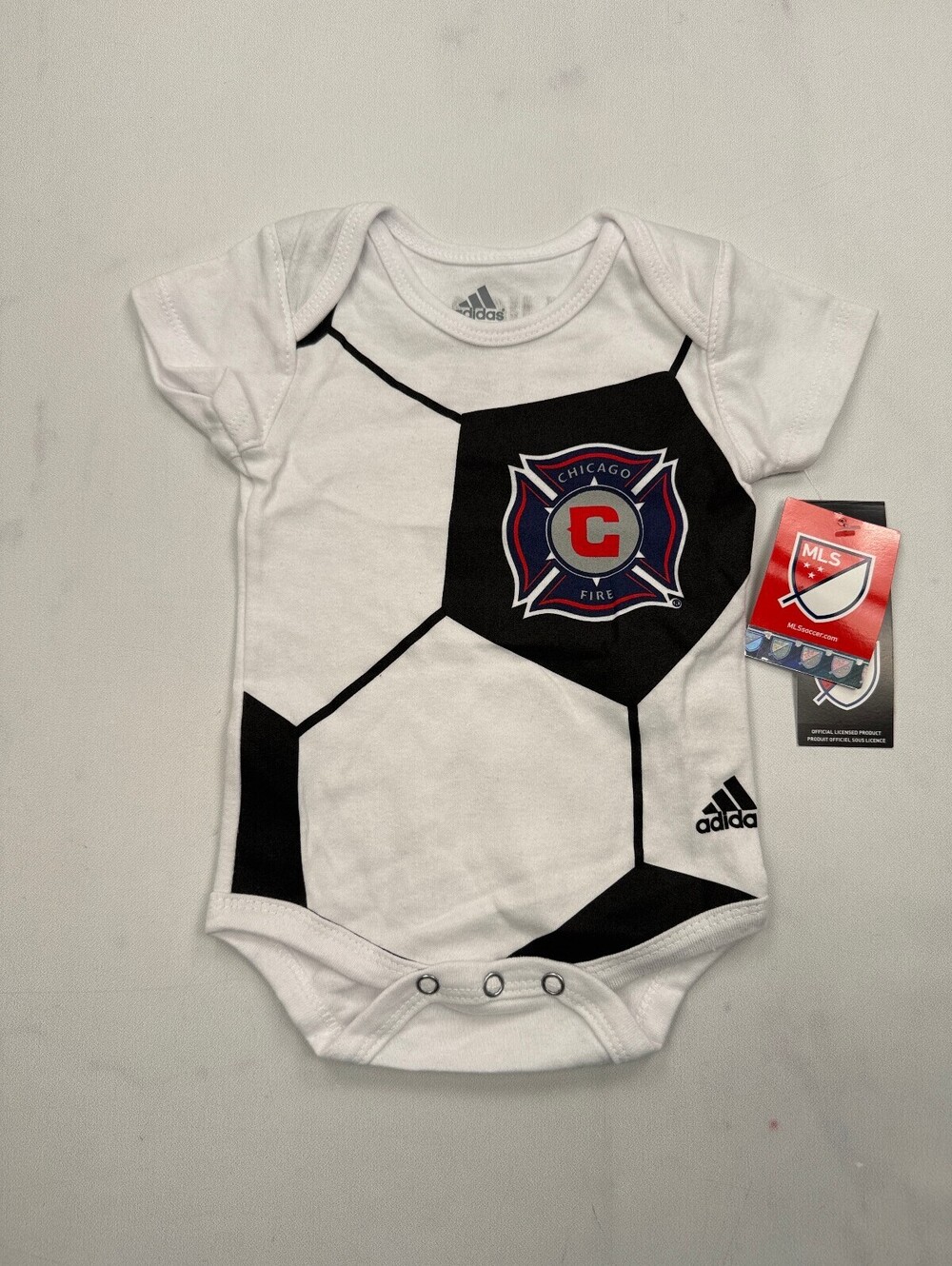Adidas Chicago Fire Soccer Bodysuit White Recent Graphic - Boys 0-3M